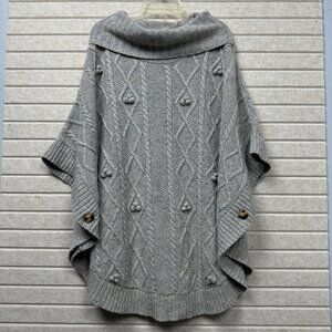 Talbots Gray Cable Knit Poncho